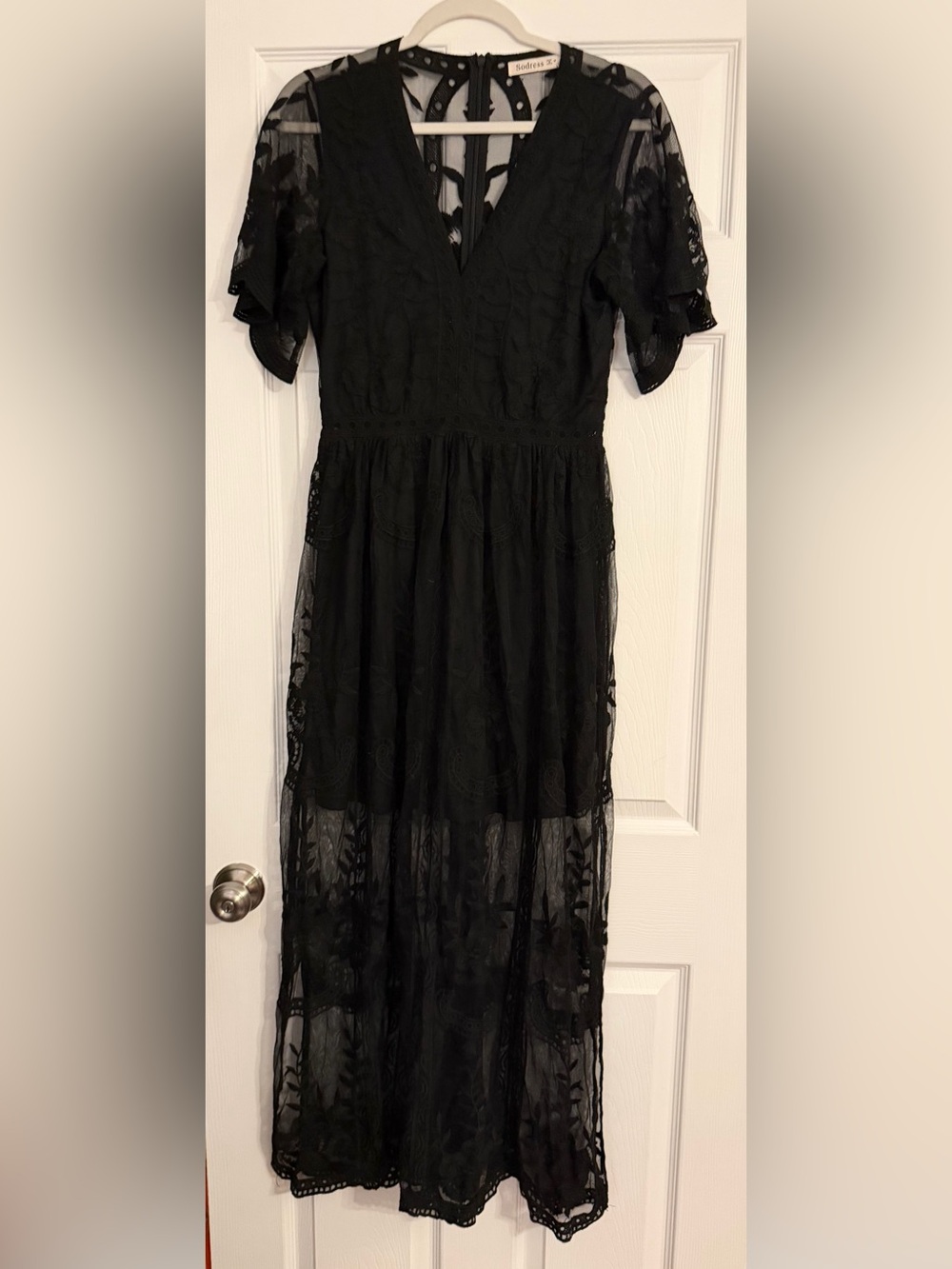 Black Lace boho Dress - Elegant Sheer Skirt